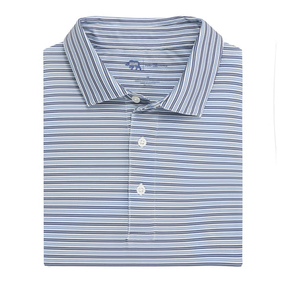 Onward Reserve Wedge Stripe Performance Polo - Blue Indigo