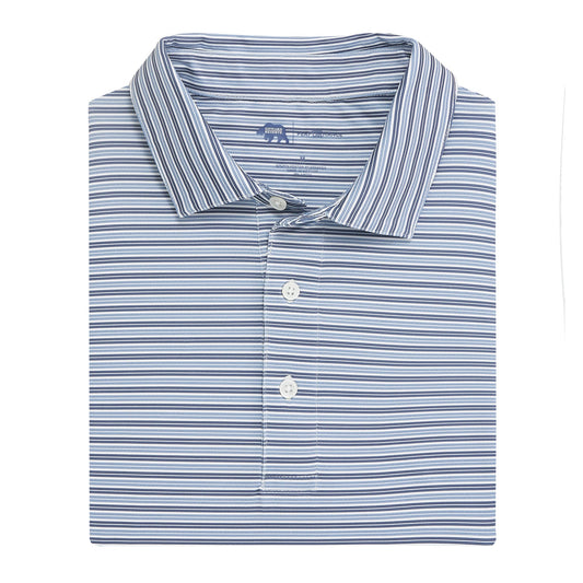 Onward Reserve Wedge Stripe Performance Polo - Blue Indigo