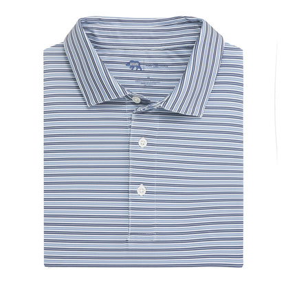 Onward Reserve Wedge Stripe Performance Polo - Blue Indigo