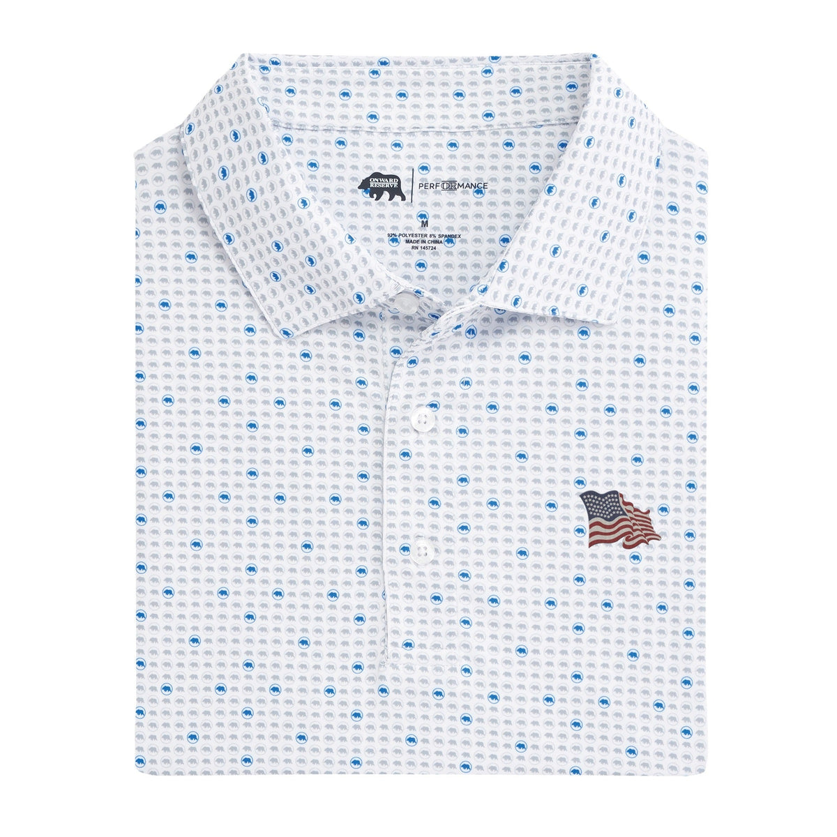 Onward Reserve Vintage Flag Tour Printed Performance Polo - Sport Blue