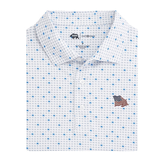 Onward Reserve Vintage Flag Tour Printed Performance Polo - Sport Blue