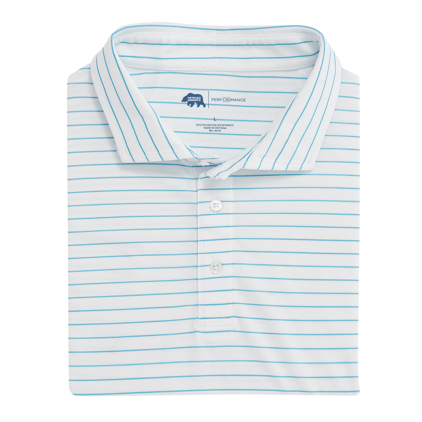 Onward Reserve Tourney Stripe Performance Pique Polo - Cabana Blue