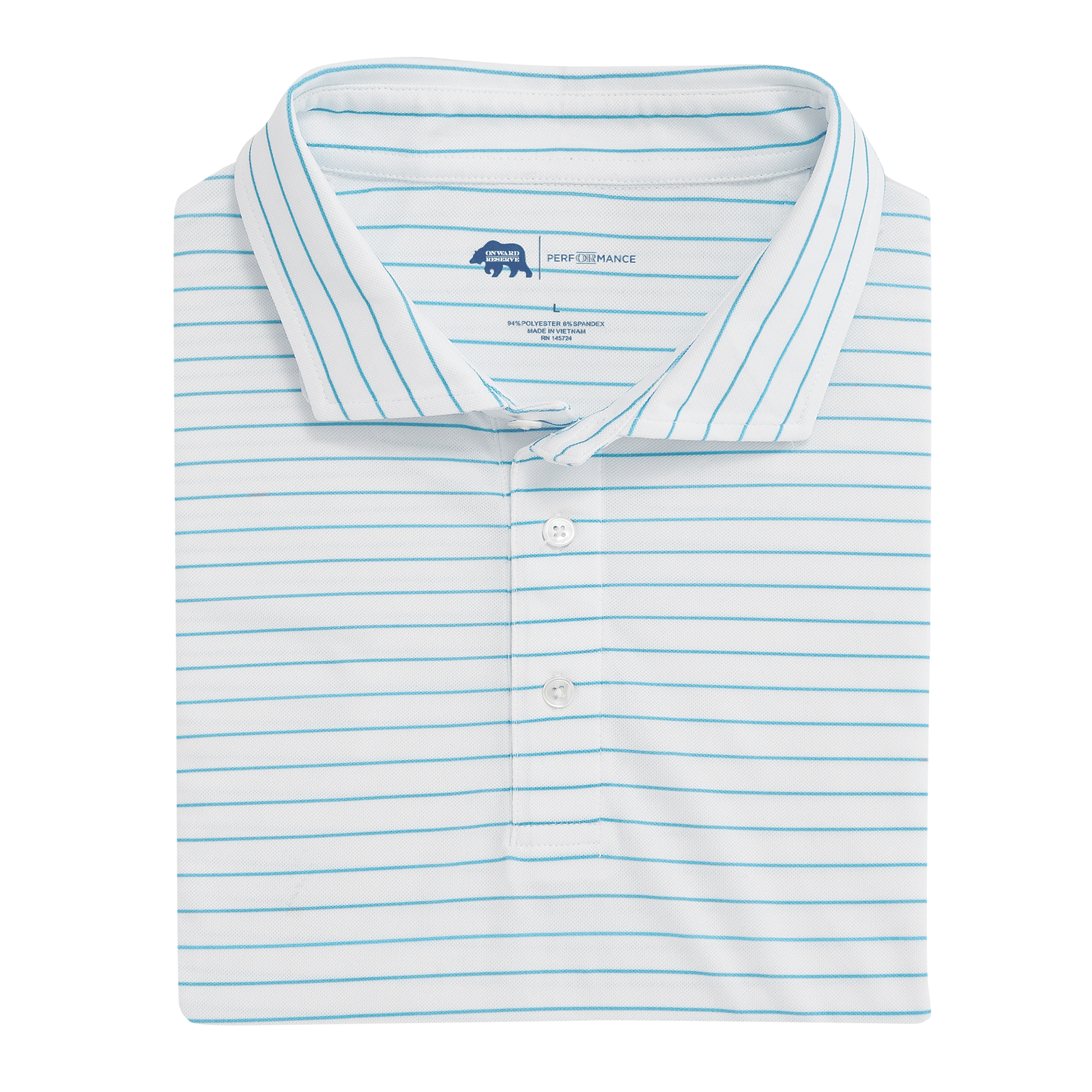 Onward Reserve Tourney Stripe Performance Pique Polo - Cabana Blue