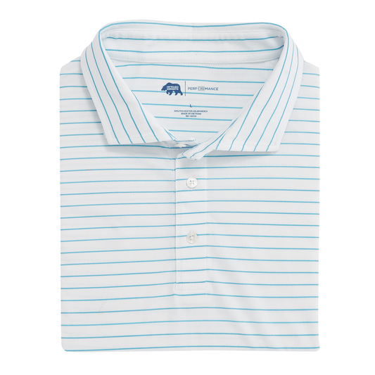 Onward Reserve Tourney Stripe Performance Pique Polo - Cabana Blue