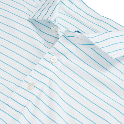 Onward Reserve Tourney Stripe Performance Pique Polo - Cabana Blue
