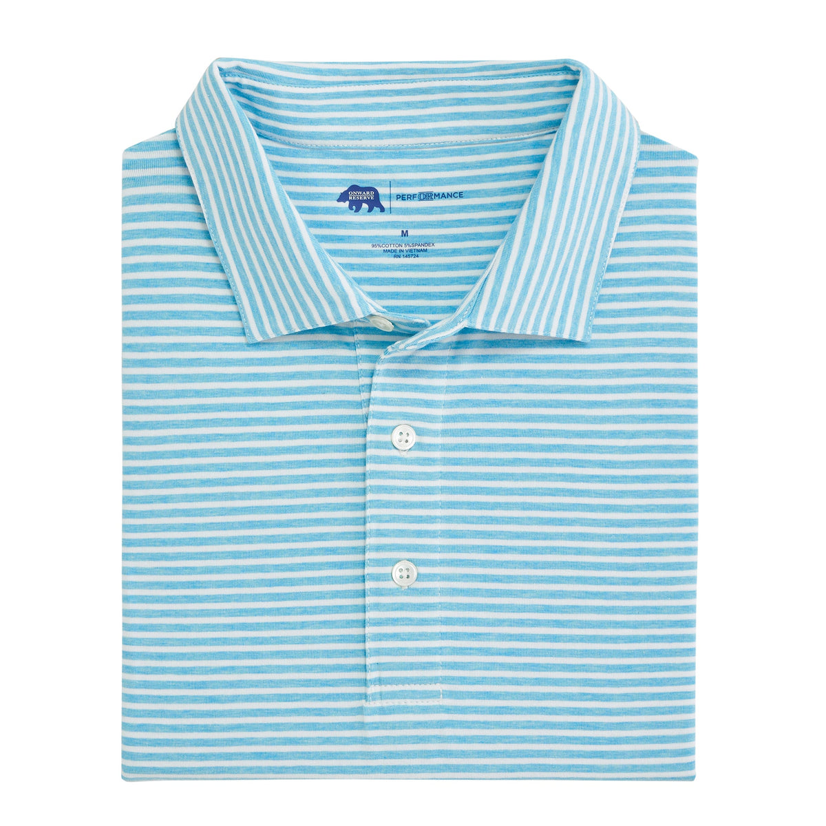 Onward Reserve Row Stripe Icon Polo - Cabana Blue