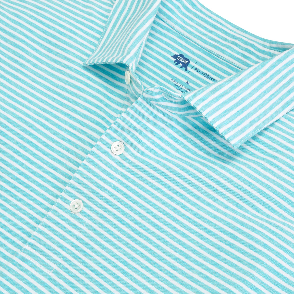 Onward Reserve Row Stripe Icon Polo - Cabana Blue