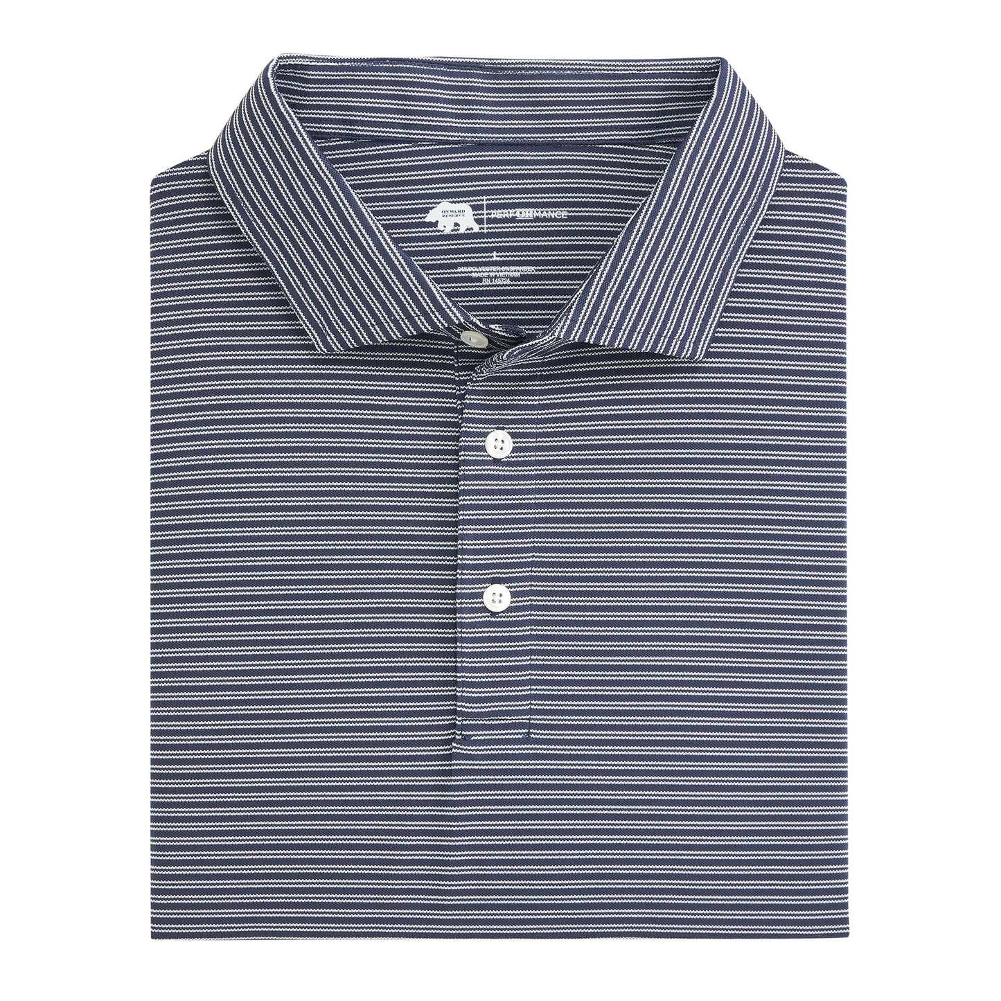 Onward Reserve Pairing Stripe Performance Pique Polo - Dark Denim