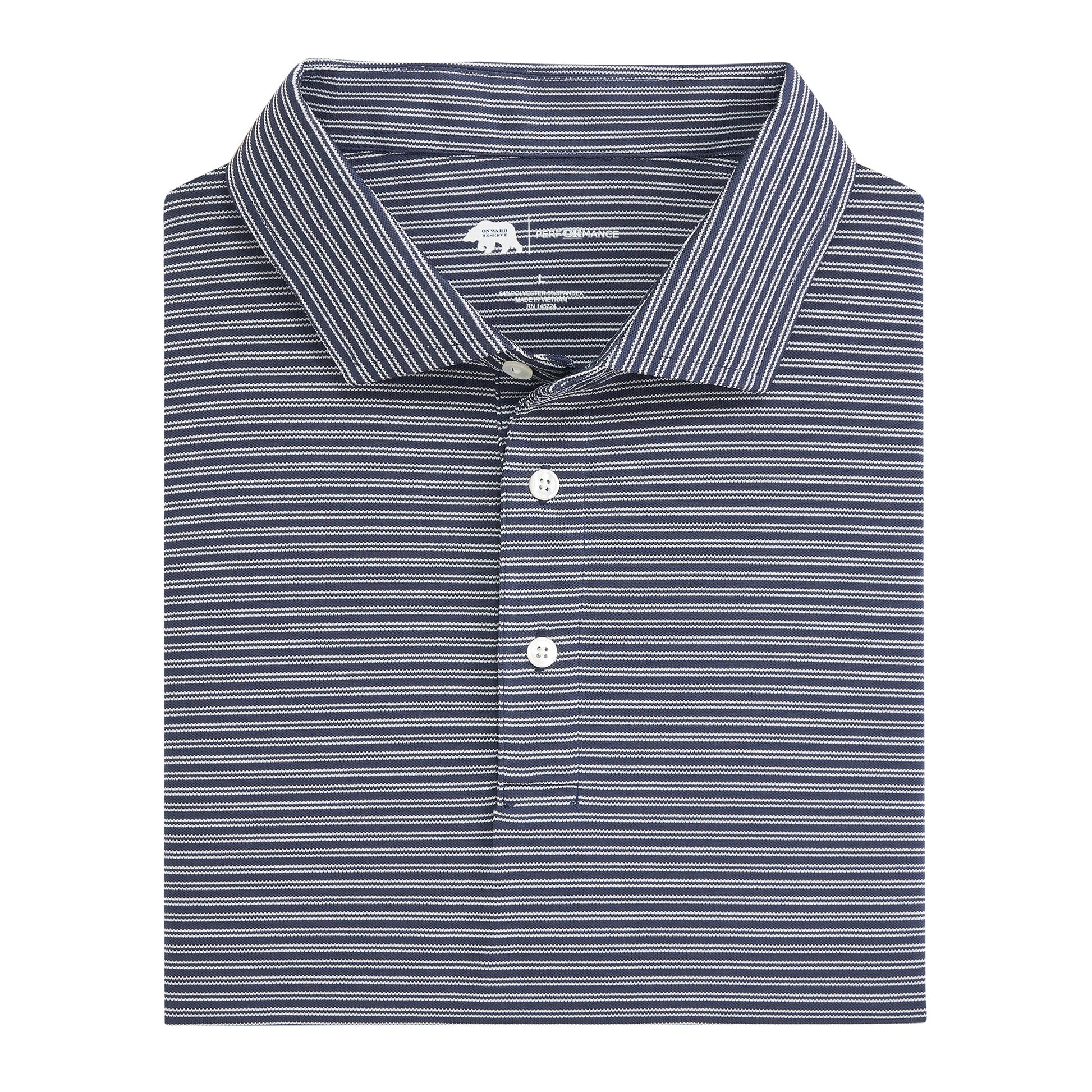 Onward Reserve Pairing Stripe Performance Pique Polo - Dark Denim