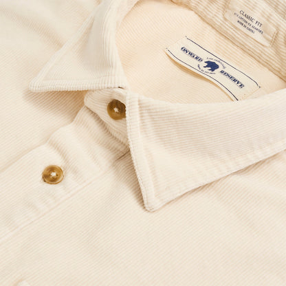 Onward Reserve Stretch Cord Half Button Shirt - Cream