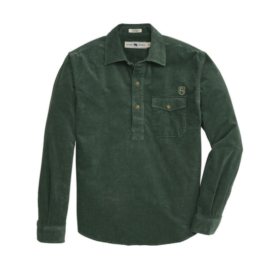 Onward Reserve St. Albans Stretch Cord Half Button Shirt - Dark Forest