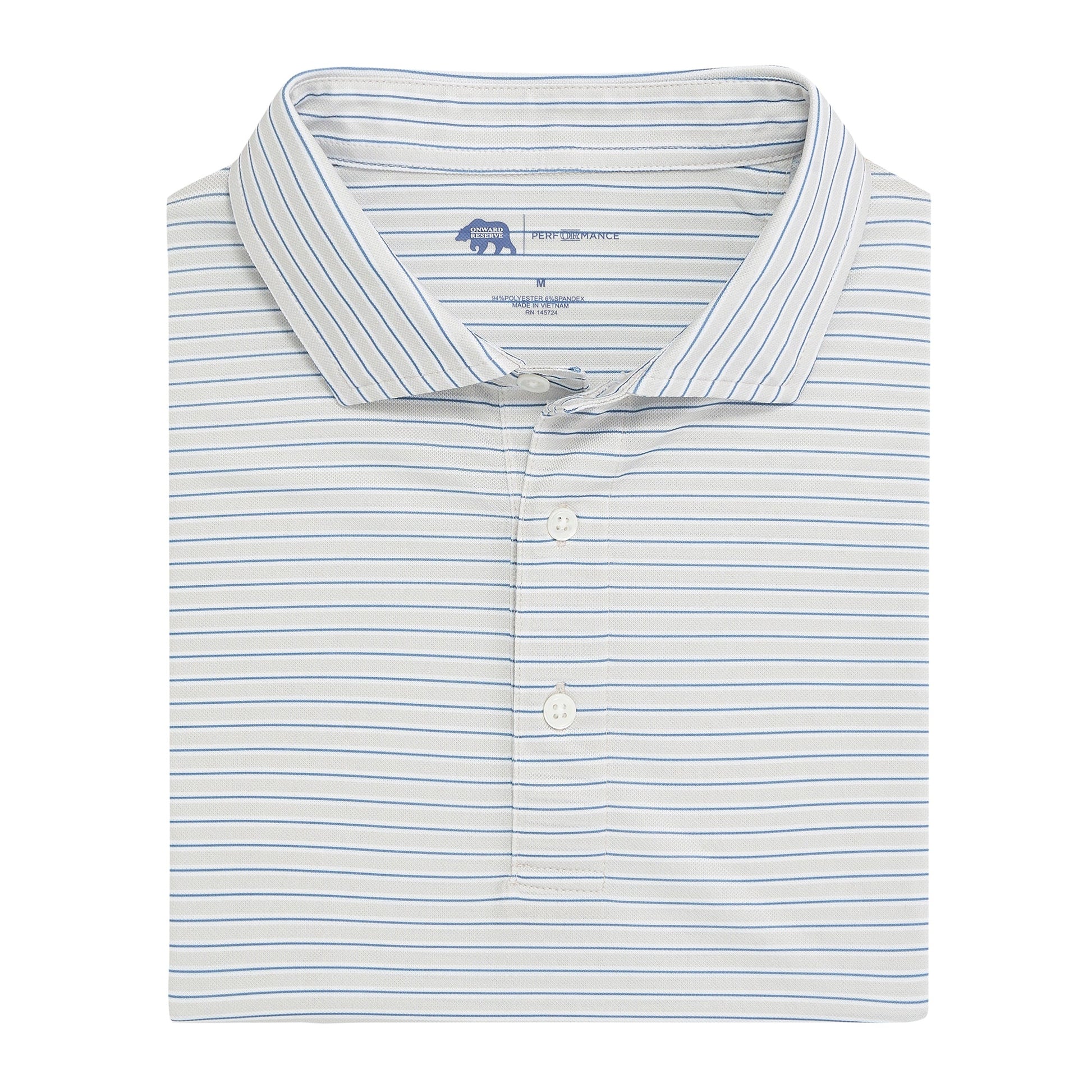 Onward Reserve Match Stripe Performance Pique Polo
