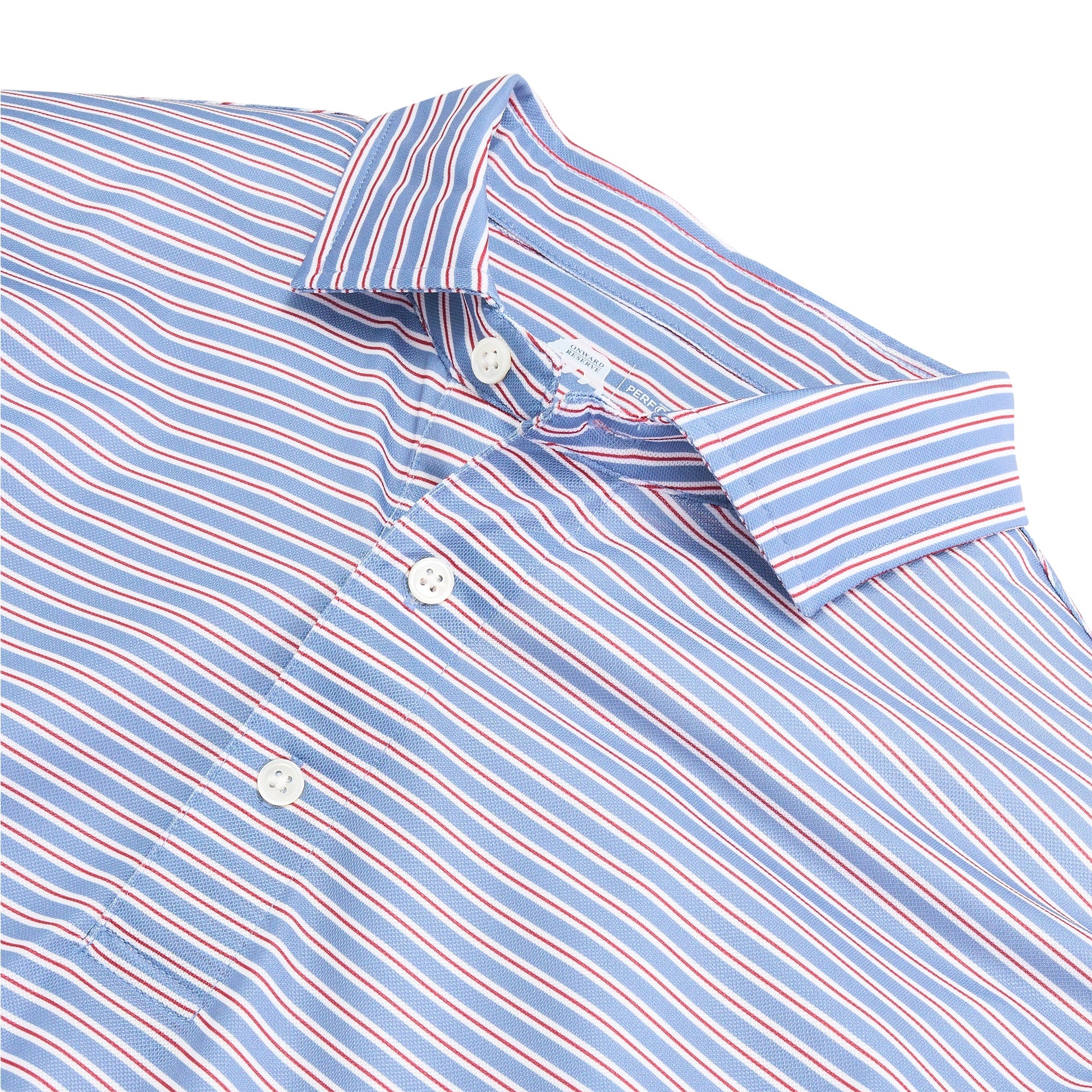 Onward Reserve Match Stripe Performance Pique Polo
