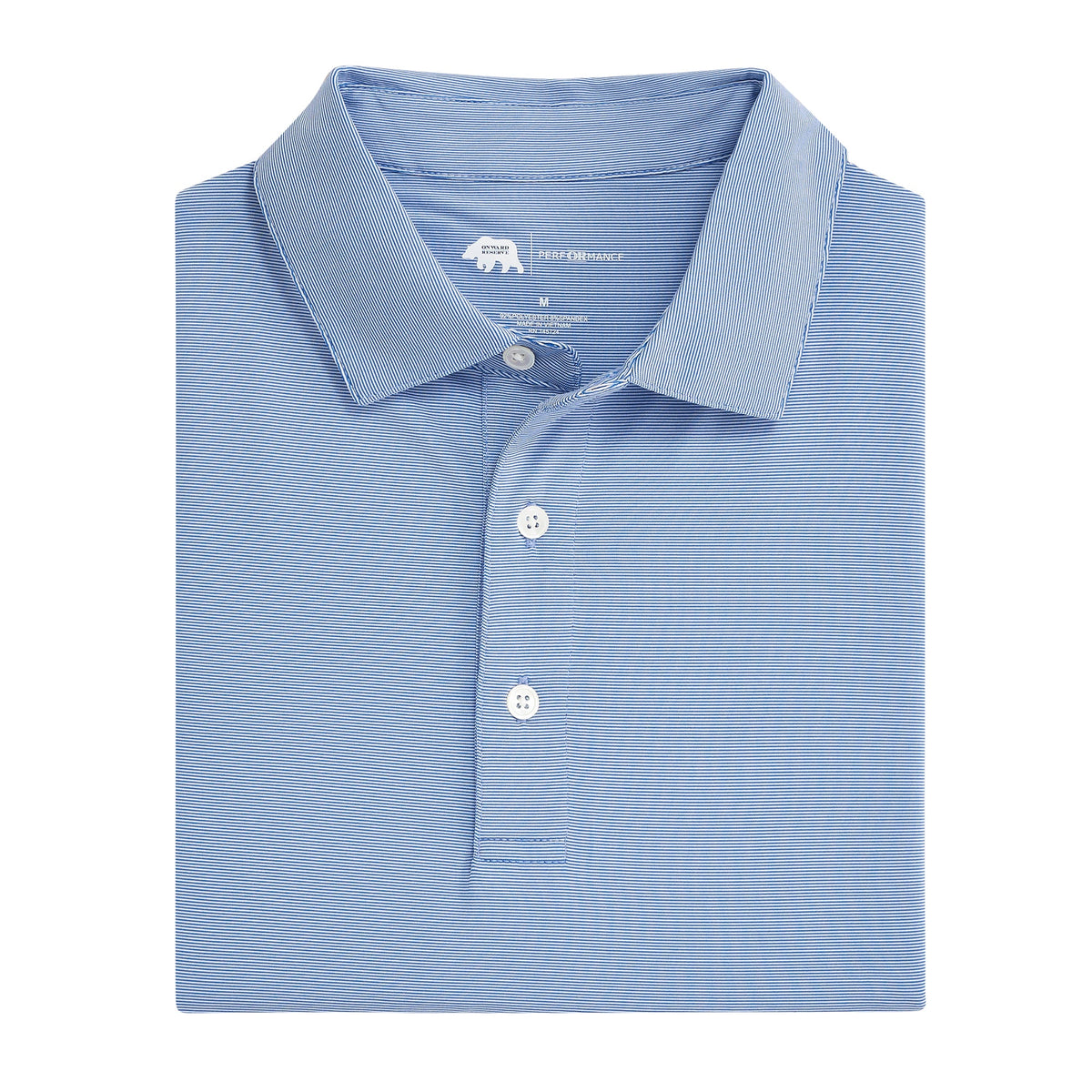 Onward Reserve Hairline Stripe Performance Polo - Sport Blue