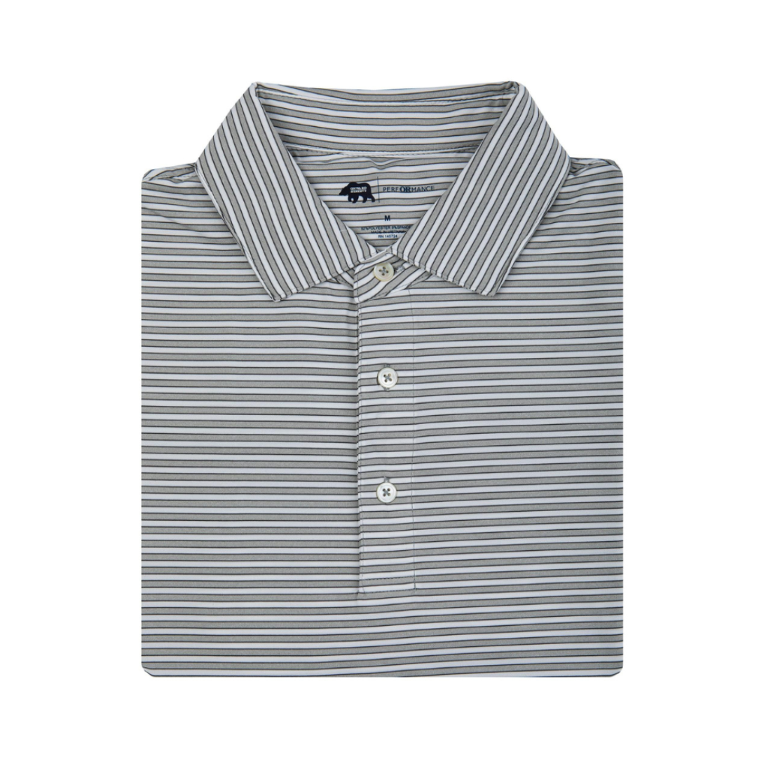 Onward Reserve Mulligan Stripe Performance Polo - Heather Mirage Grey/Gunmetal
