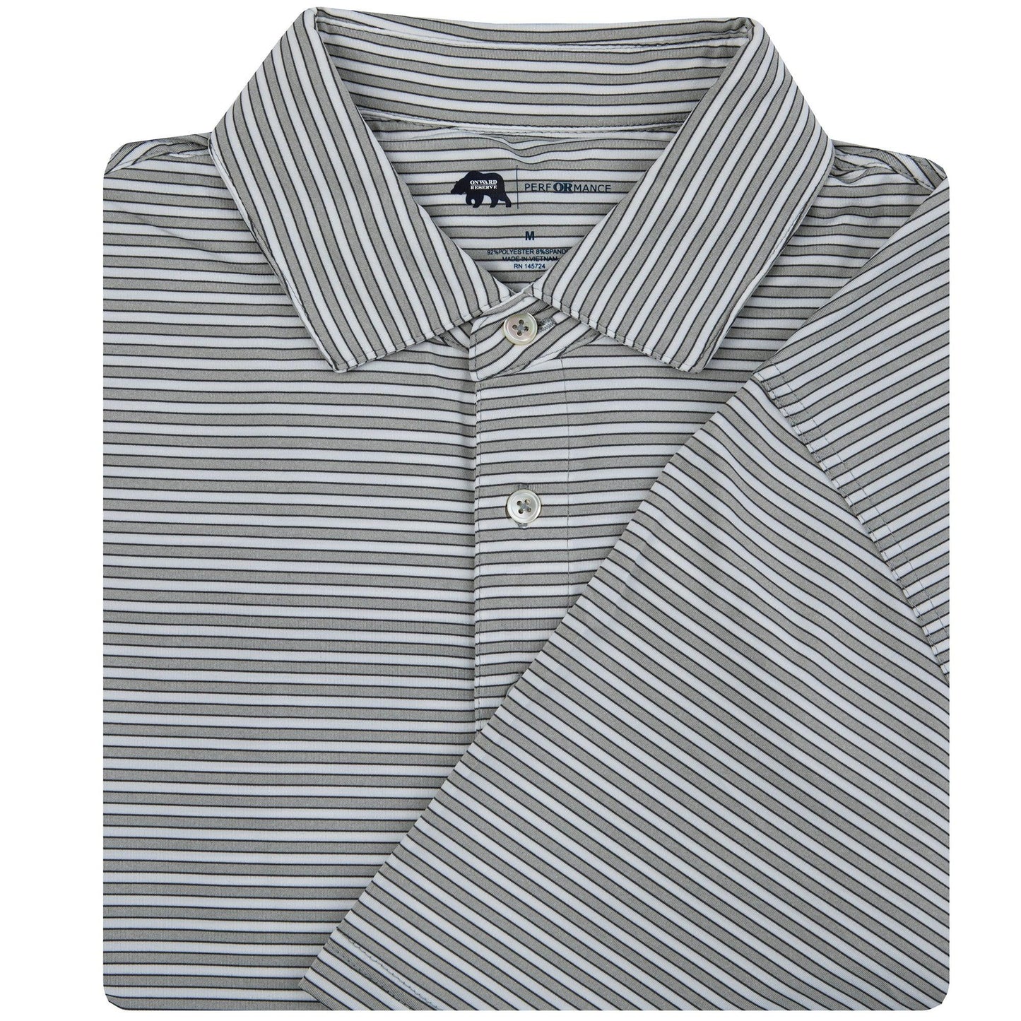 Onward Reserve Mulligan Stripe Performance Polo - Heather Mirage Grey/Gunmetal