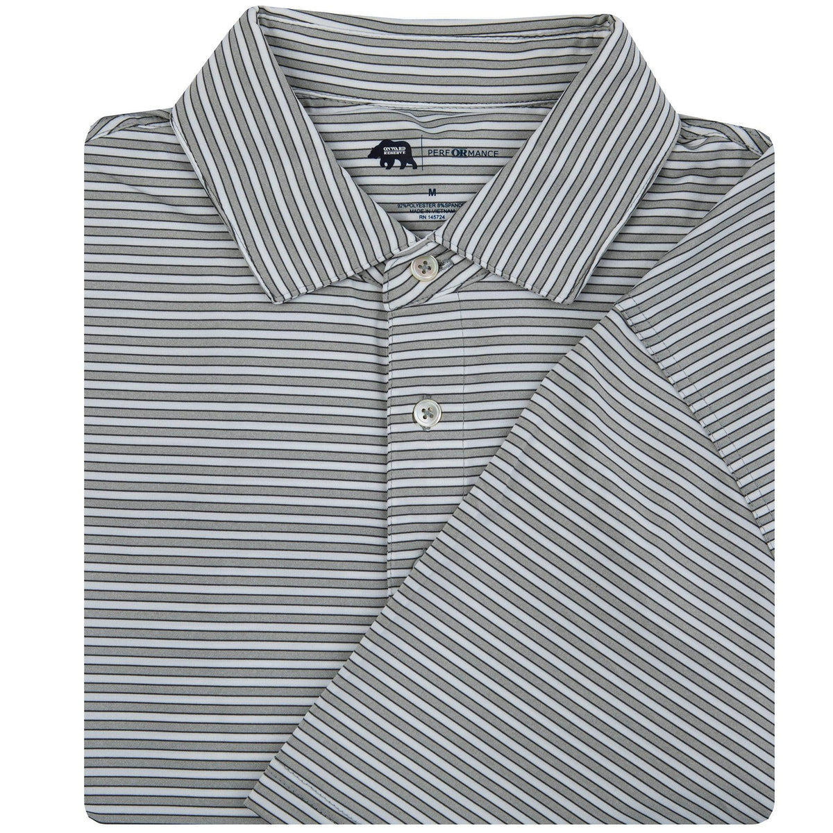 Onward Reserve Mulligan Stripe Performance Polo - Heather Mirage Grey/Gunmetal