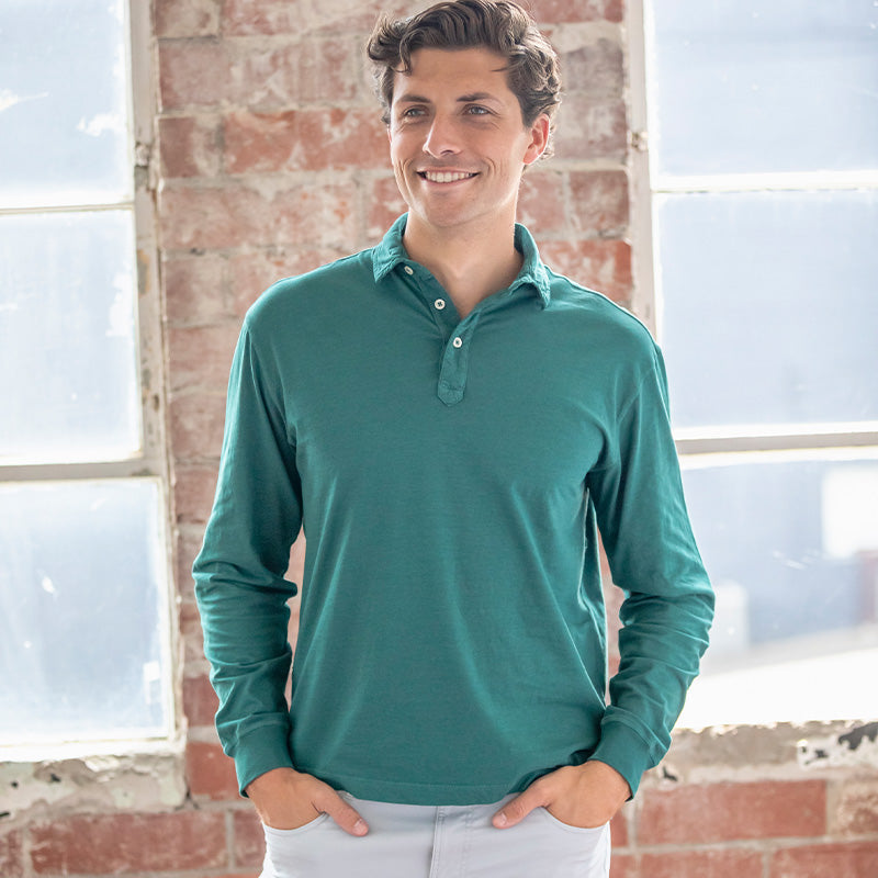 Onward Reserve Perry Long Sleeve Polo - Botanical Garden