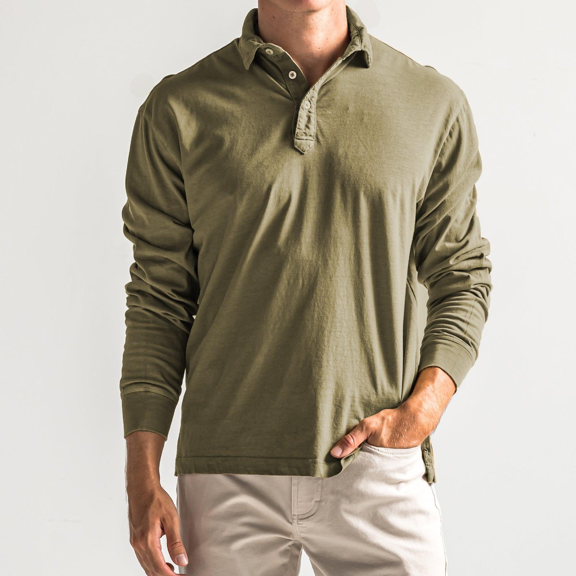 Onward Reserve Perry Long Sleeve Polo - Olive