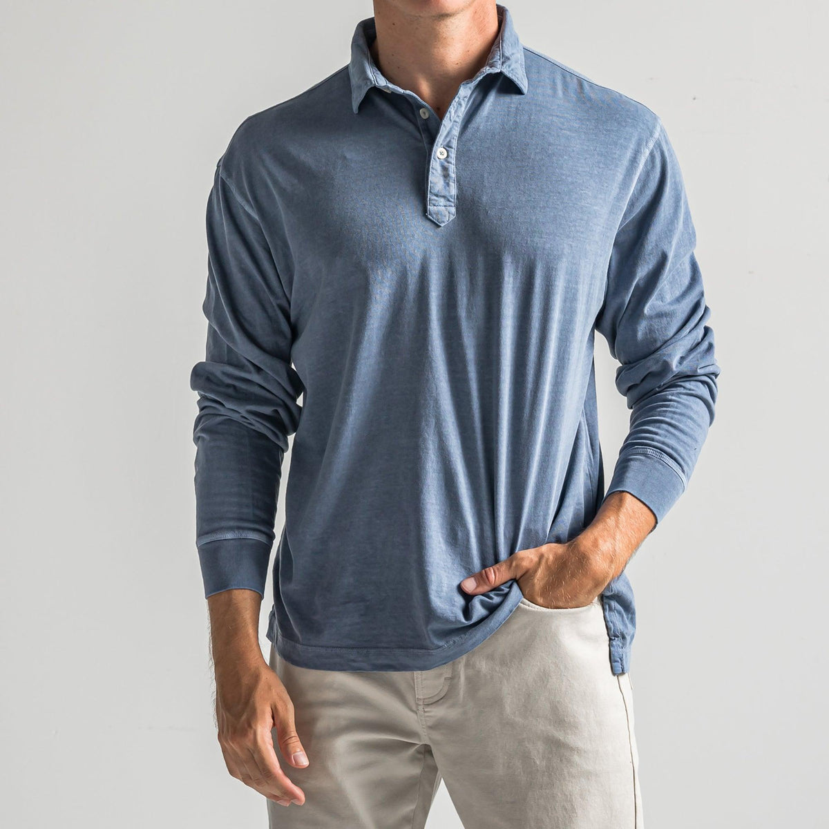 Onward Reserve Perry Long Sleeve Polo - Vintage Indigo