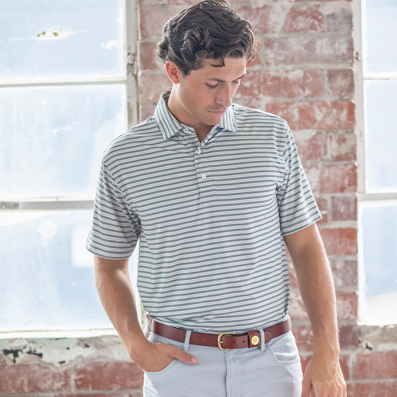 Onward Reserve Wedge Stripe Performance Polo - Collegiate Blue