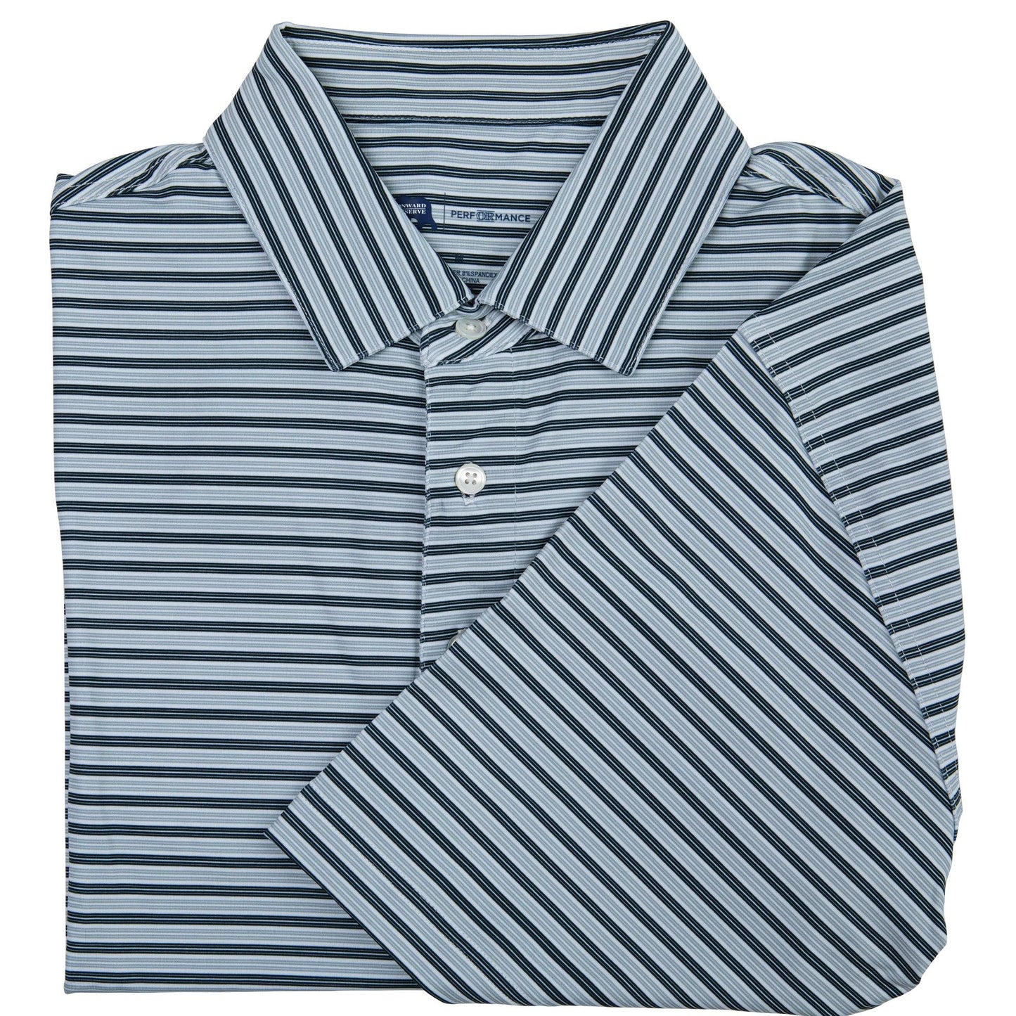 Onward Reserve Wedge Stripe Performance Polo - Collegiate Blue