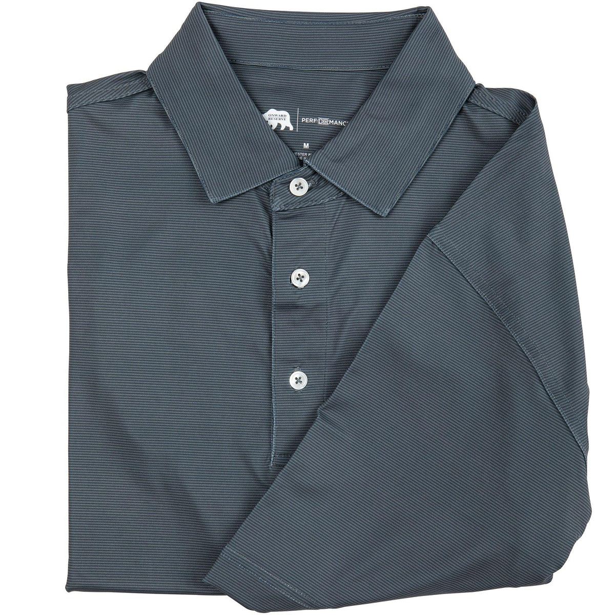 Onward Reserve Blade Stripe Performance Polo - Gunmetal/Collegiate Blue