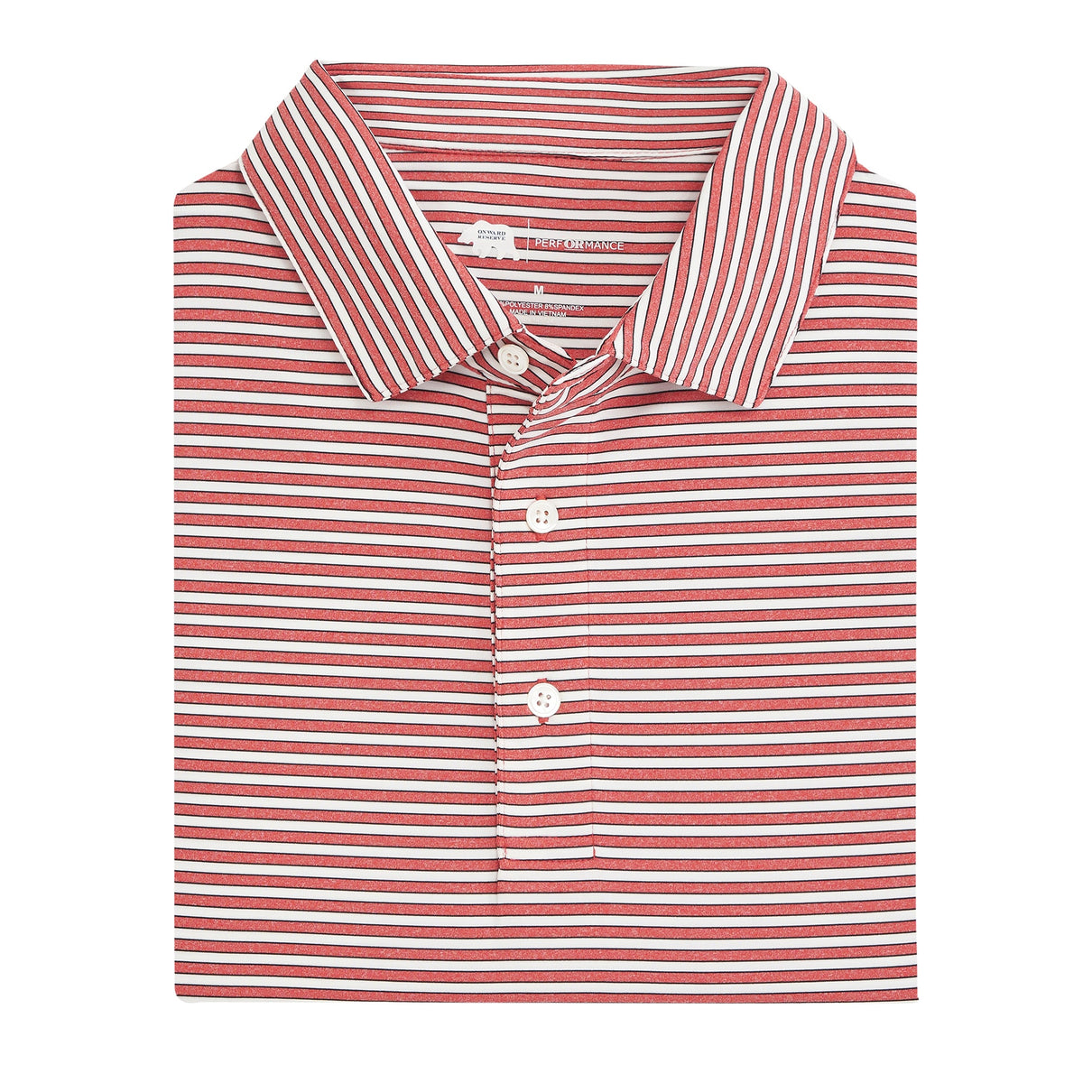 Onward Reserve Mulligan Stripe Performance Polo - Heather Red