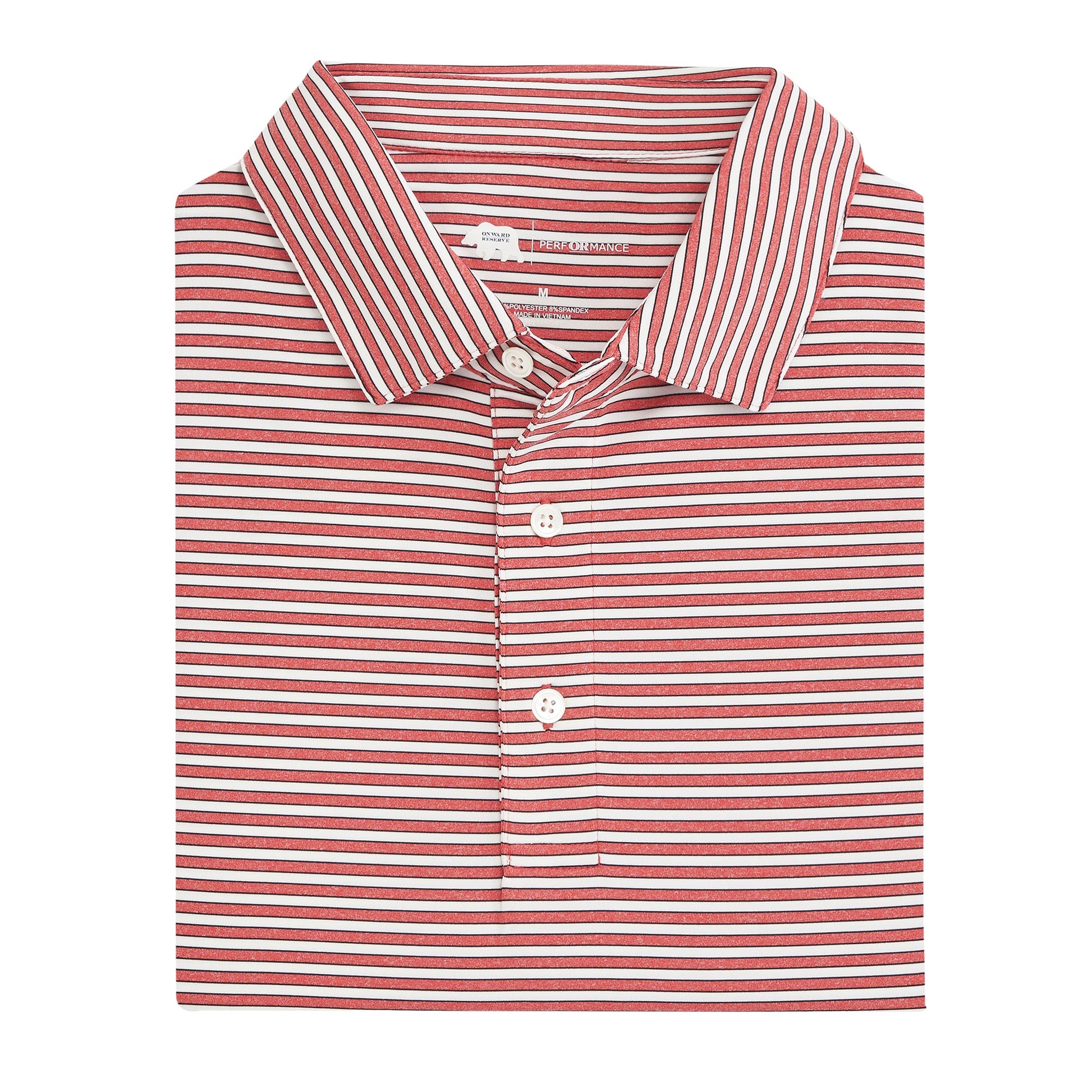 Onward Reserve Mulligan Stripe Performance Polo - Heather Red