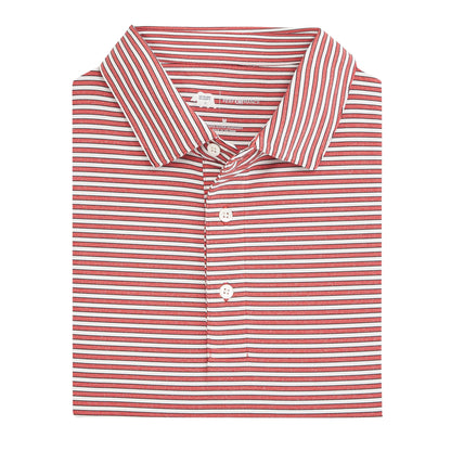 Onward Reserve Mulligan Stripe Performance Polo - Heather Red