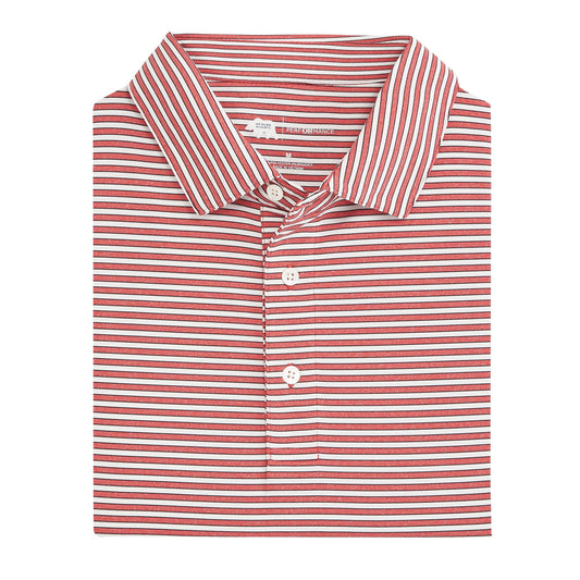 Onward Reserve Mulligan Stripe Performance Polo - Heather Red