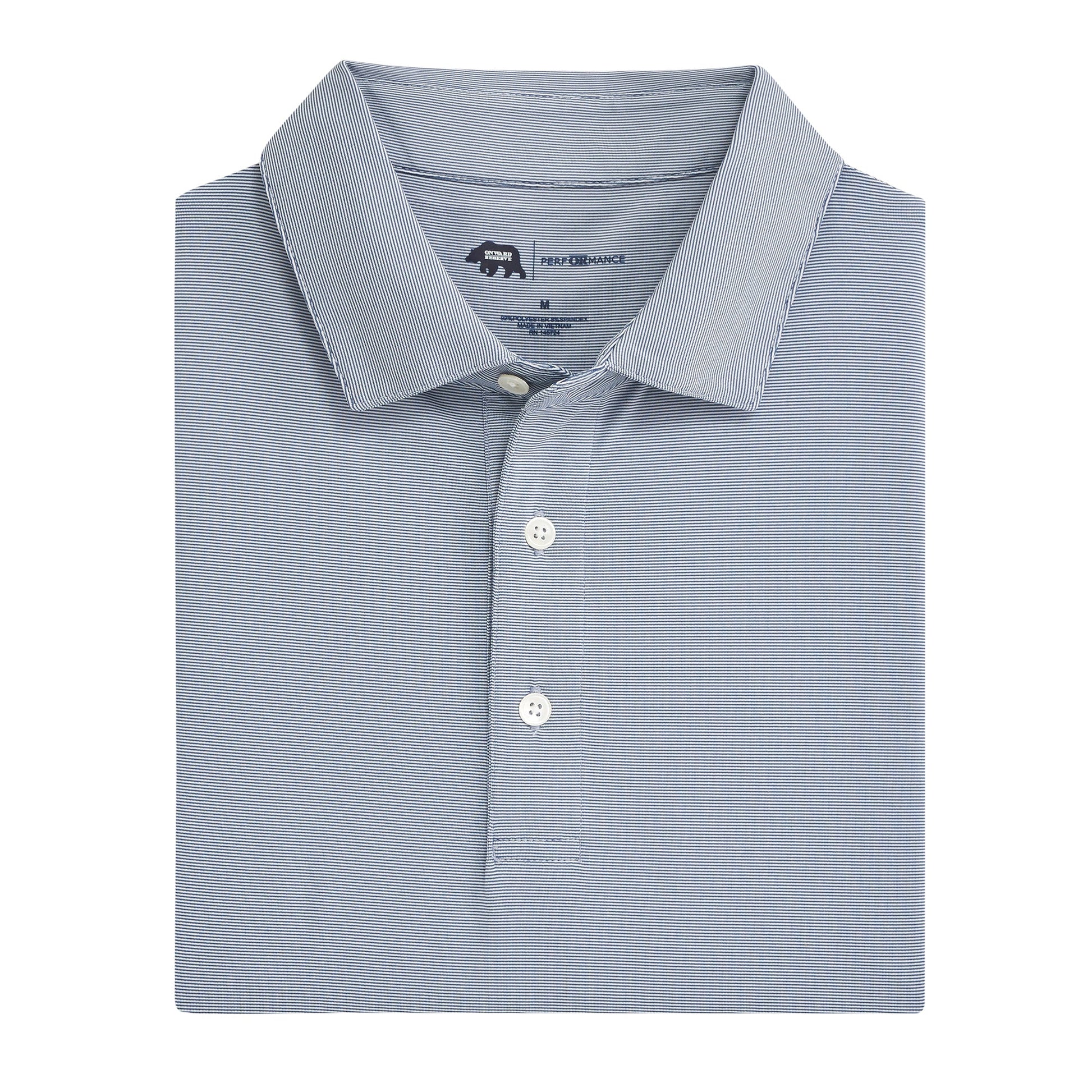 Onward Reserve Hairline Stripe Performance Polo - Navy