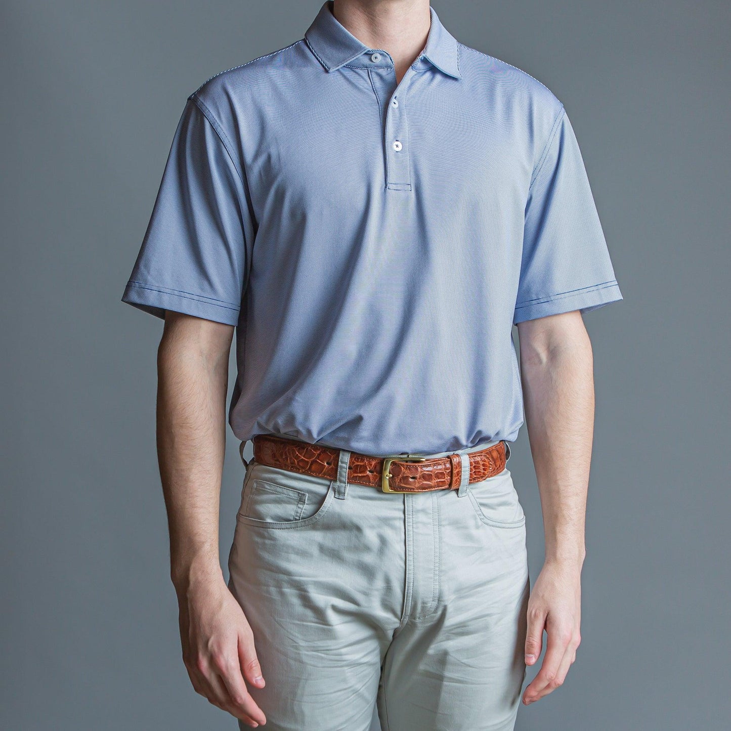 Onward Reserve Hairline Stripe Performance Polo - Navy