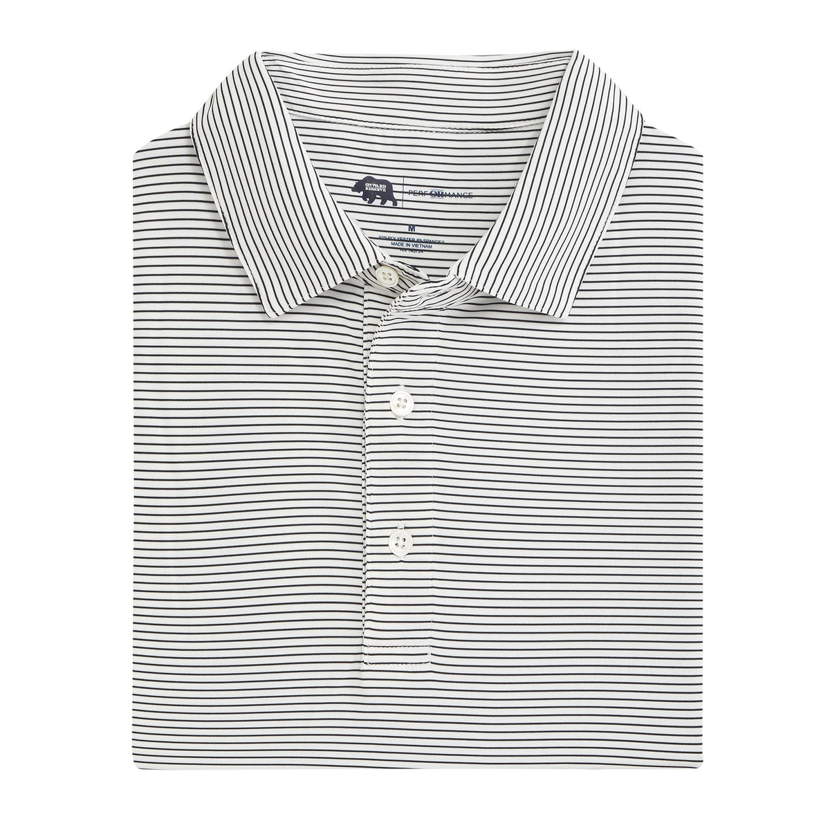 Onward Reserve Birdie Stripe Performance Polo - White/Black