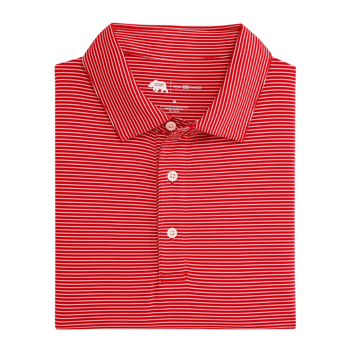 Onward Reserve Birdie Stripe Performance Polo - Red/White
