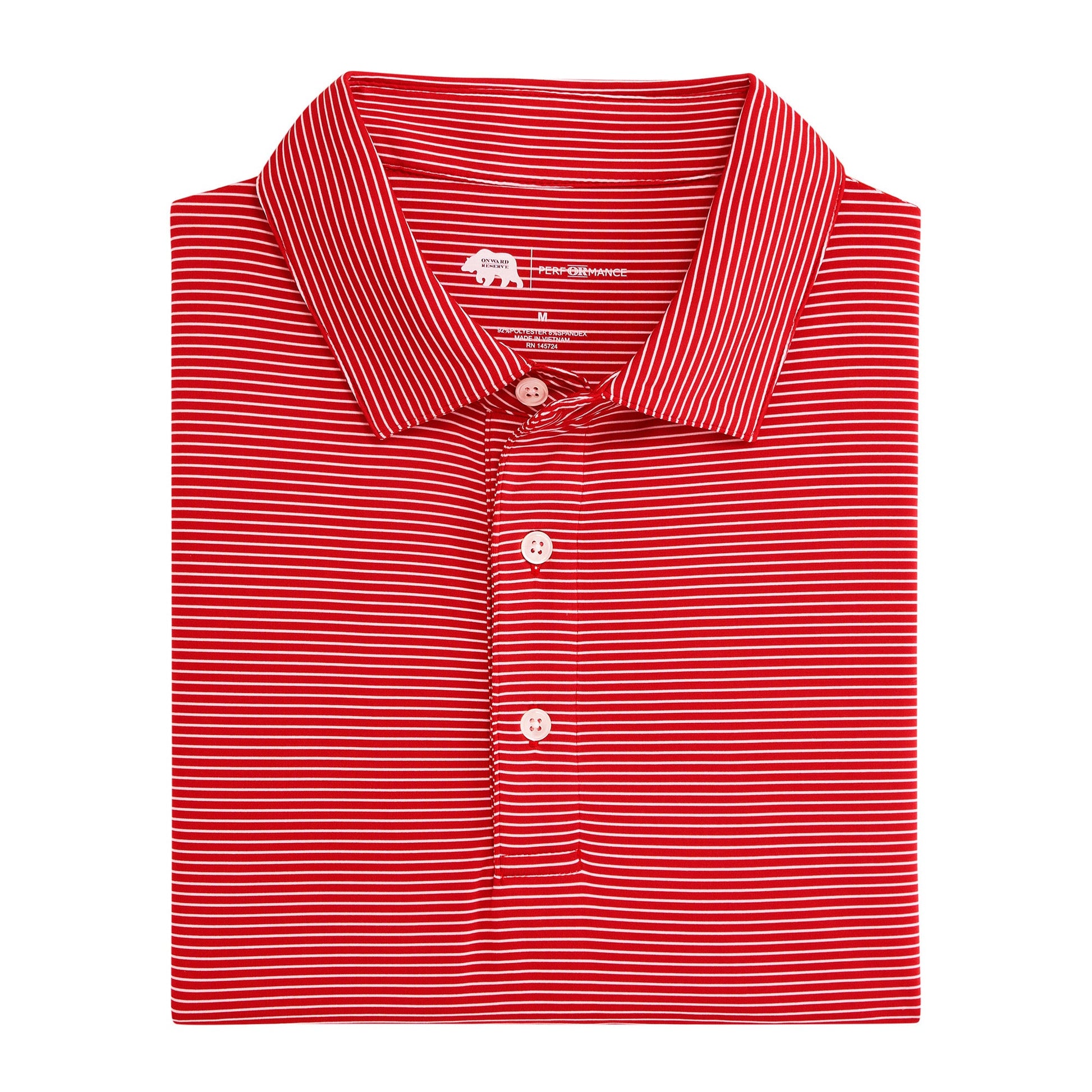 Onward Reserve Birdie Stripe Performance Polo - Red/White