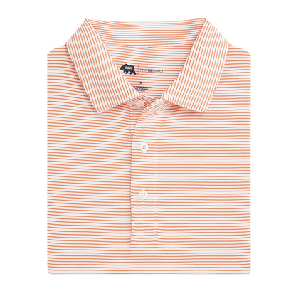Onward Reserve Birdie Stripe Performance Polo - White/Orange