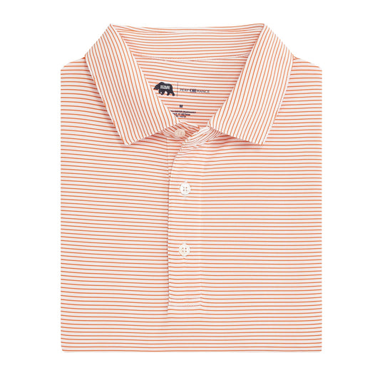 Onward Reserve Birdie Stripe Performance Polo - White/Orange