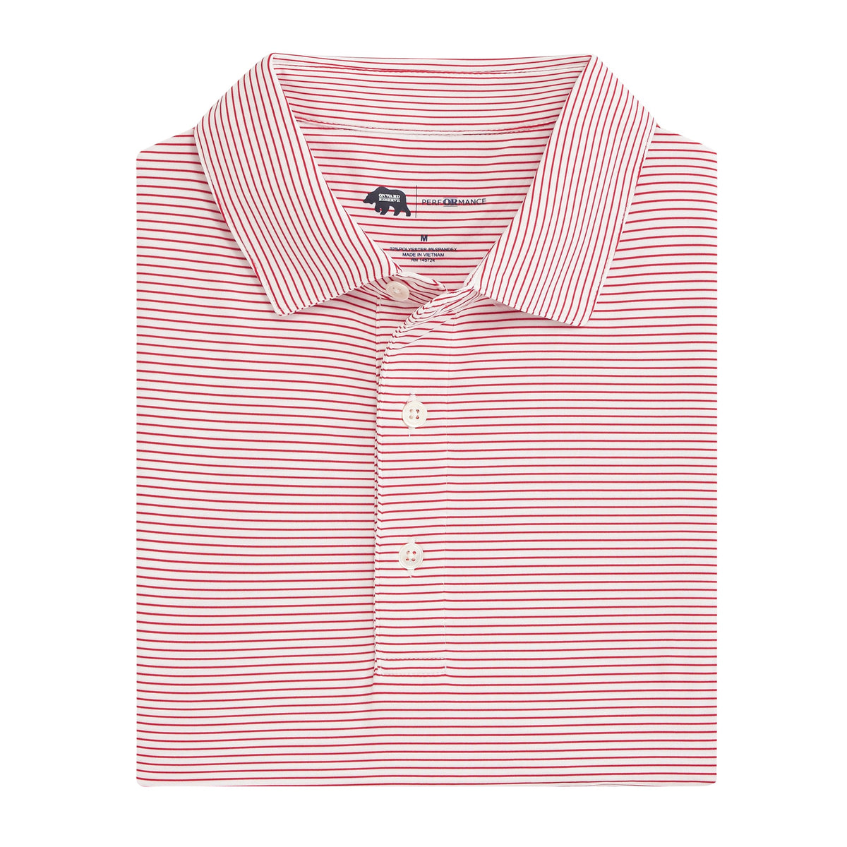 Onward Reserve Birdie Stripe Performance Polo - White/Red