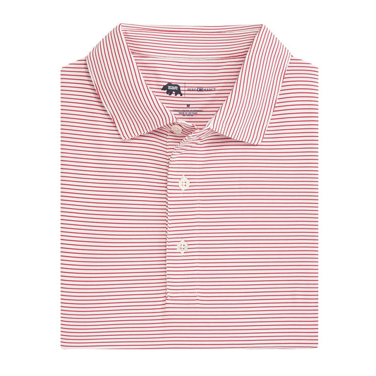 Onward Reserve Birdie Stripe Performance Polo - White/Red