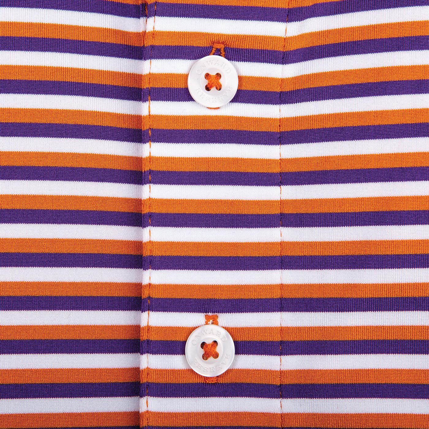 Onward Reserve Triple Stripe Performance Polo - Orange/Purple