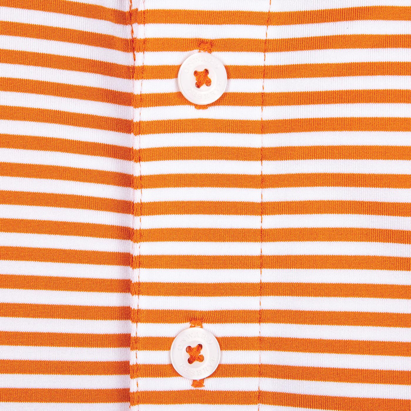 Onward Reserve Pro Stripe Performance Polo - Orange/White