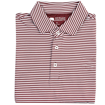 Onward Reserve Pro Stripe Performance Polo - Maroon/White