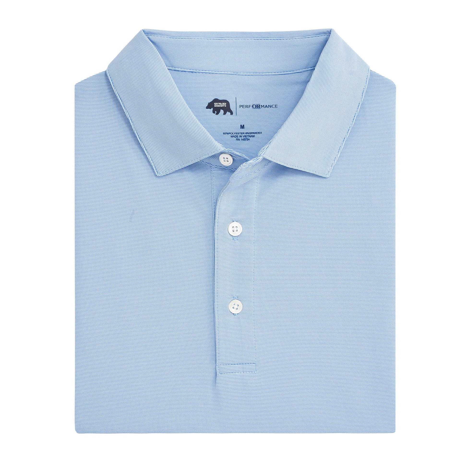Onward Reserve Hairline Stripe Performance Polo - Sky