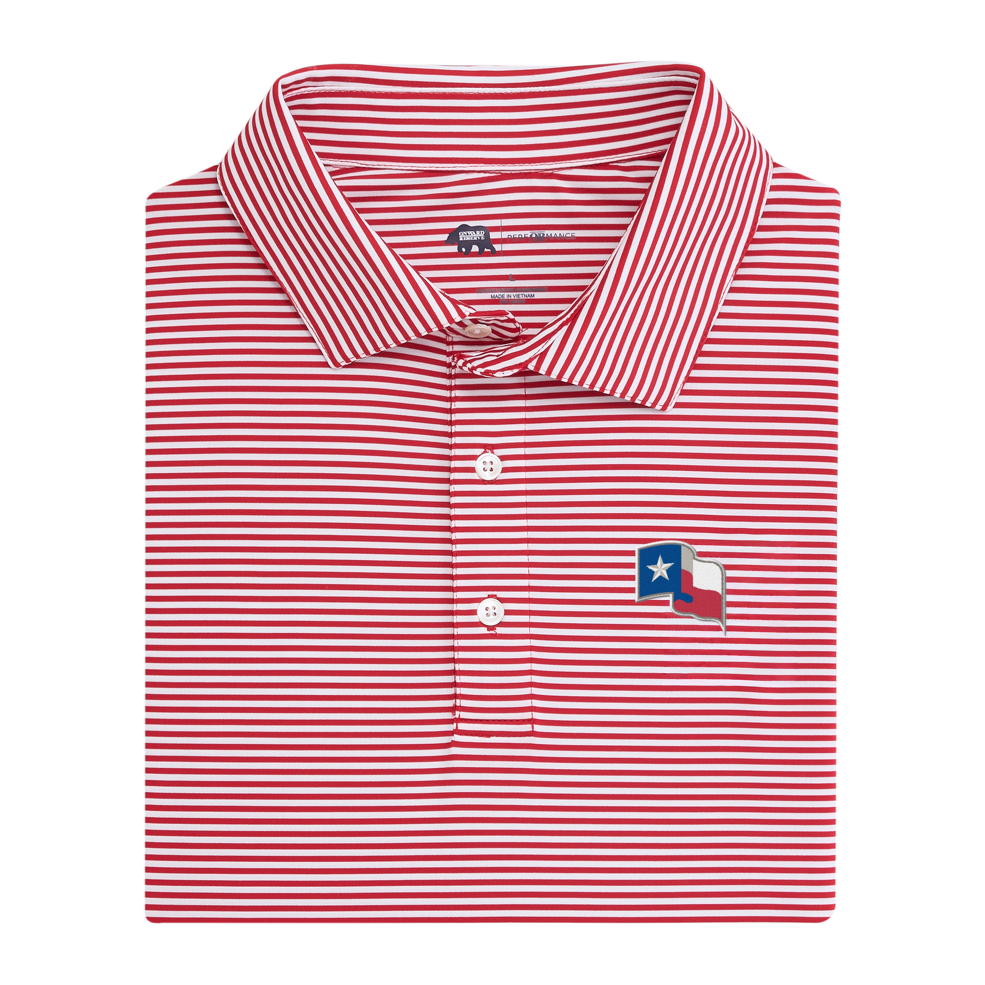 Onward Reserve Rangers Texas Flag Echo Stripe Performance Polo